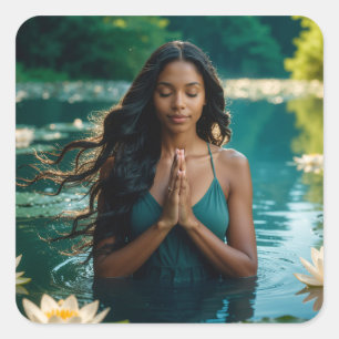 PEGATINA CUADRADA YOGA - MEDITACIÓN - CARPE DIEM - BIENESTAR