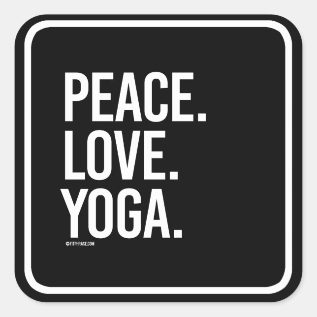 Pegatina Cuadrada Yoga Peace Love - Entrenamiento Fitness -.png (Anverso)