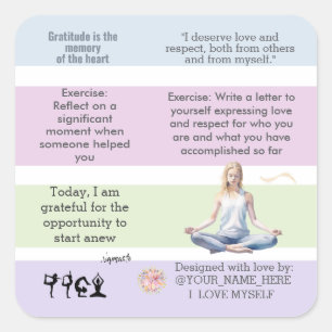 Pegatina Cuadrada Yoga Relax Meditation Serene Chakra antistress