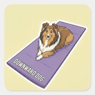 Pegatina Cuadrada Yoga Sheltie
