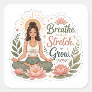 Pegatina Cuadrada Yoga Todos los Días Sticker Kawaii