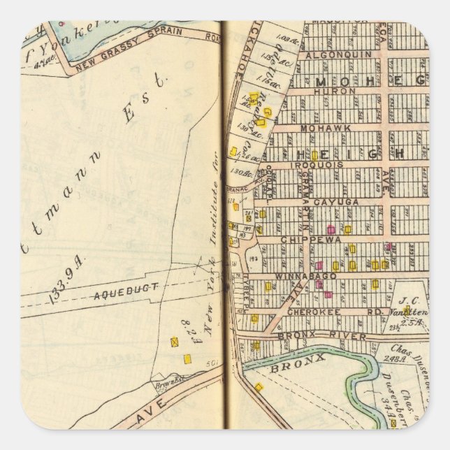 Pegatina Cuadrada Yonkers, Nueva York 13 (Anverso)