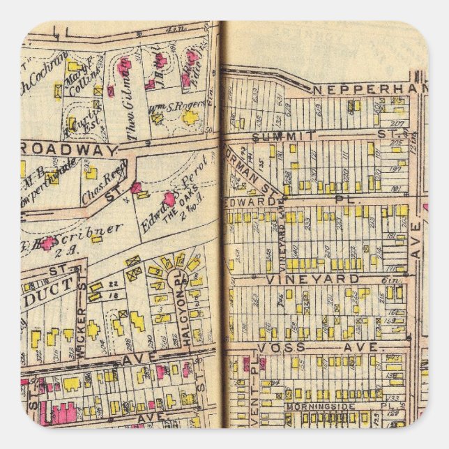 Pegatina Cuadrada Yonkers, Nueva York 9 (Anverso)