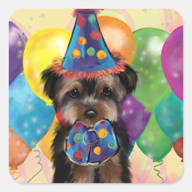 PEGATINA CUADRADA YORKIE (Anverso)