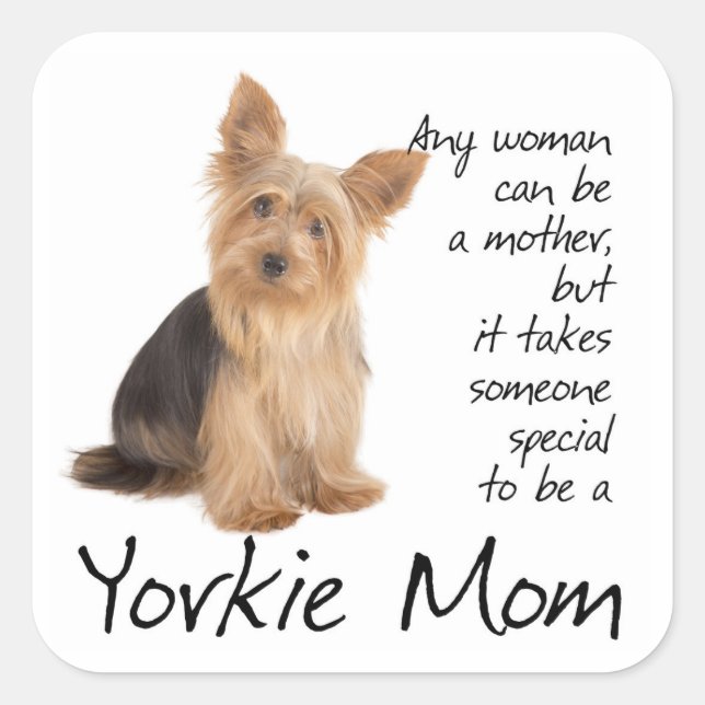 Pegatina Cuadrada Yorkie Mom Pegatinas (Anverso)