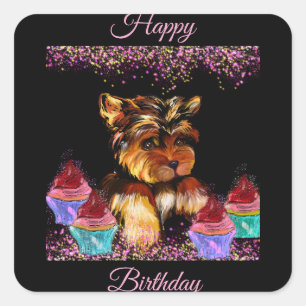 Pegatina Cuadrada Yorkie Poo
