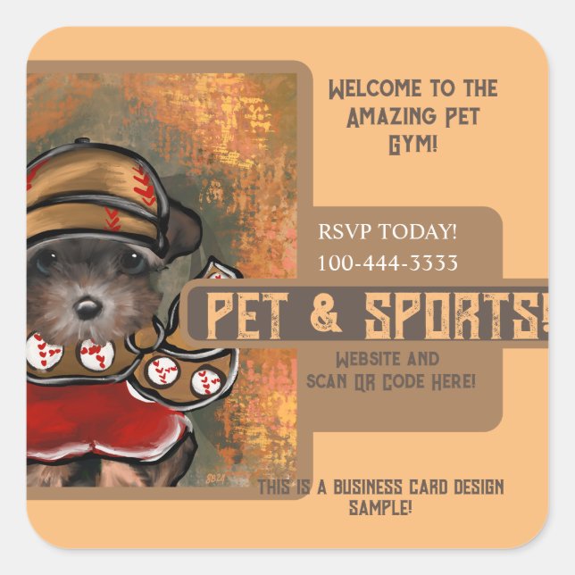 Pegatina Cuadrada Yorkie Poo (Anverso)