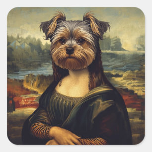 Pegatina Cuadrada Yorkshire Terrier inspirado en un retrato del Rena
