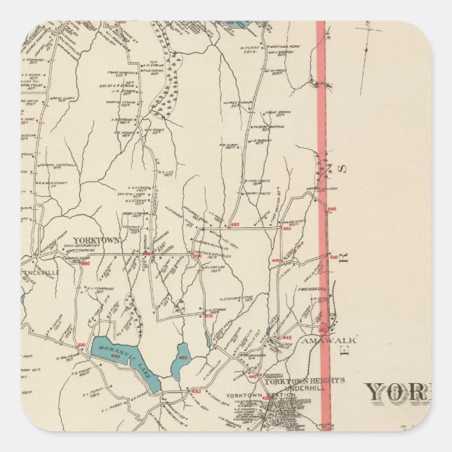 Pegatina Cuadrada Yorktown NY (Anverso)