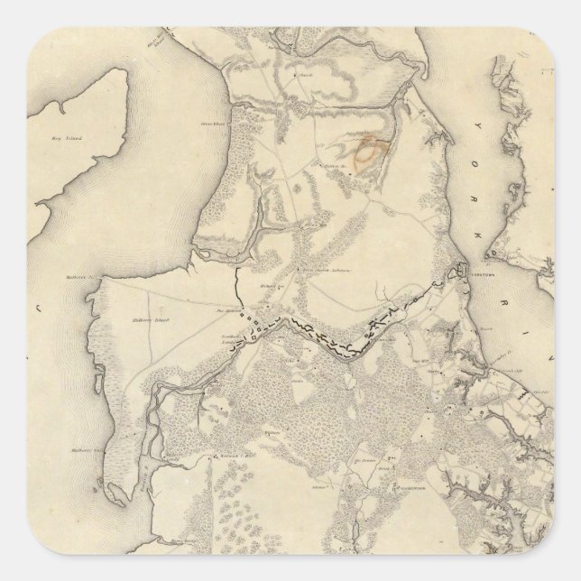 Pegatina Cuadrada Yorktownto Williamsburg (Anverso)