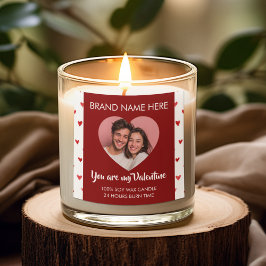 Pegatina Cuadrada You Are My Valentine Custom Photo Candle Labels 