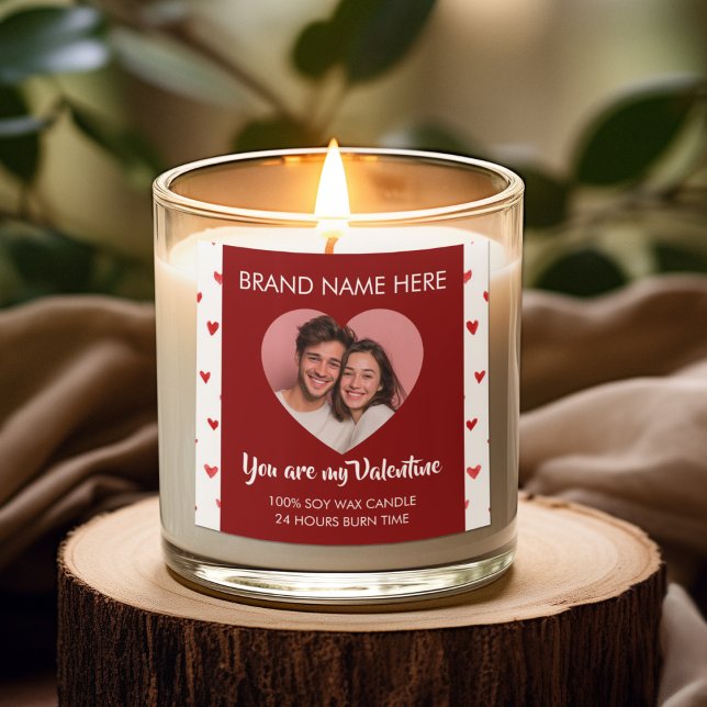 Pegatina Cuadrada You Are My Valentine Custom Photo Candle Labels  (Subido por el creador)