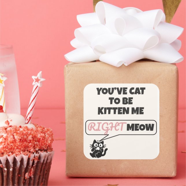 Pegatina Cuadrada You’ve Cat to Be Kitten Me Right Meow (Fiesta)