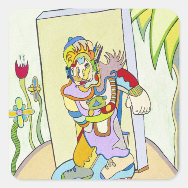 Pegatina Cuadrada "Youthman" por Ruchell Alexander (Anverso)