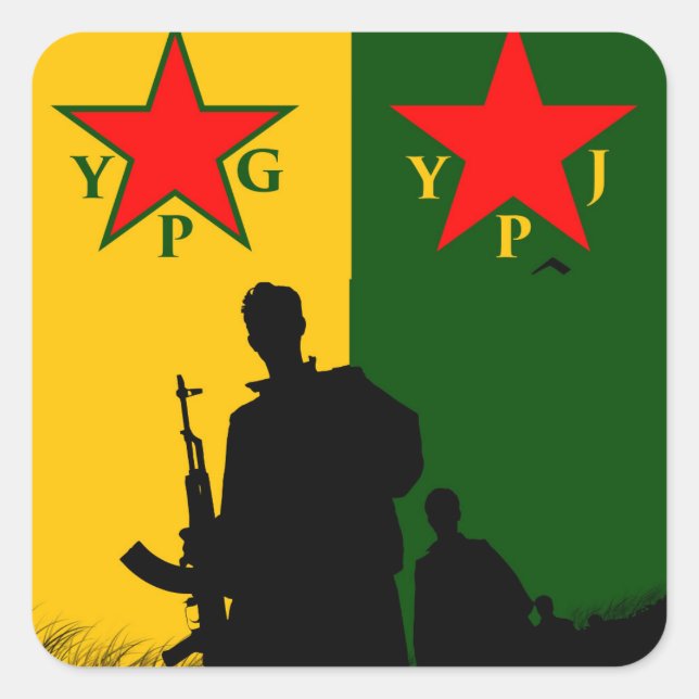Pegatina Cuadrada ypg-ypj (Anverso)