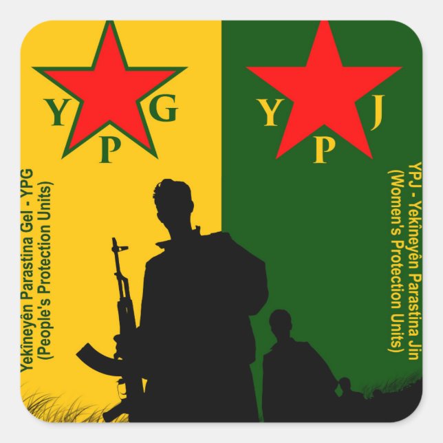 Pegatina Cuadrada ypg-ypj 2 (Anverso)