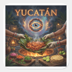 Pegatina Cuadrada YUCATÁN Cochinita Pibil Portal de Brasa