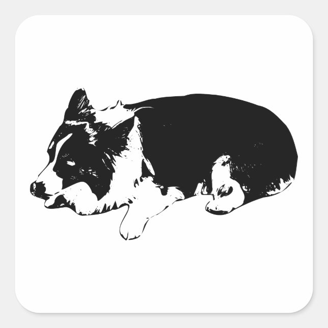 Pegatina Cuadrada yuletide calma lametón, corgi (Anverso)