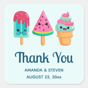 Pegatina Cuadrada Yummy Ice Cream Triam Summer Vibe Event Gracias
