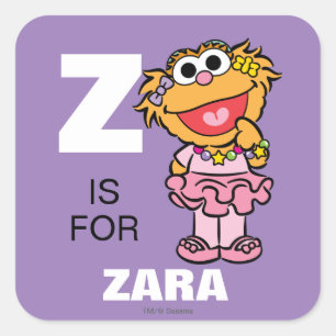 Pegatina Cuadrada Z es para Zoe   Añadir su nombre