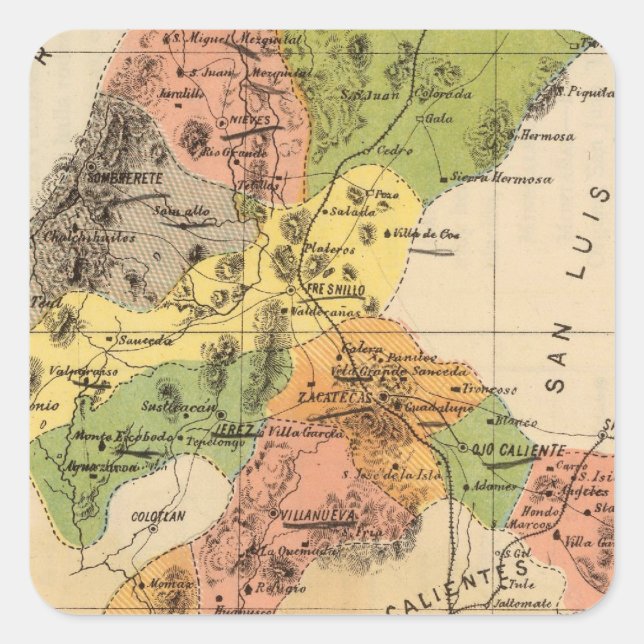 Pegatina Cuadrada Zacatecas, México (Anverso)
