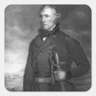Pegatina Cuadrada Zachary Taylor, 12º Presidente de los Estados Unid