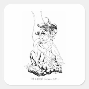 Pegatina Cuadrada Zafiro verde de la linterna y de estrella