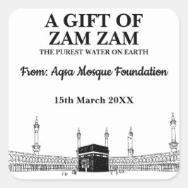 Pegatina Cuadrada Zam Zam Zam Agua Musulmana Hajj Umrah Regalo