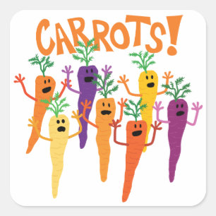 Pegatina Cuadrada ¡Zanahorias!