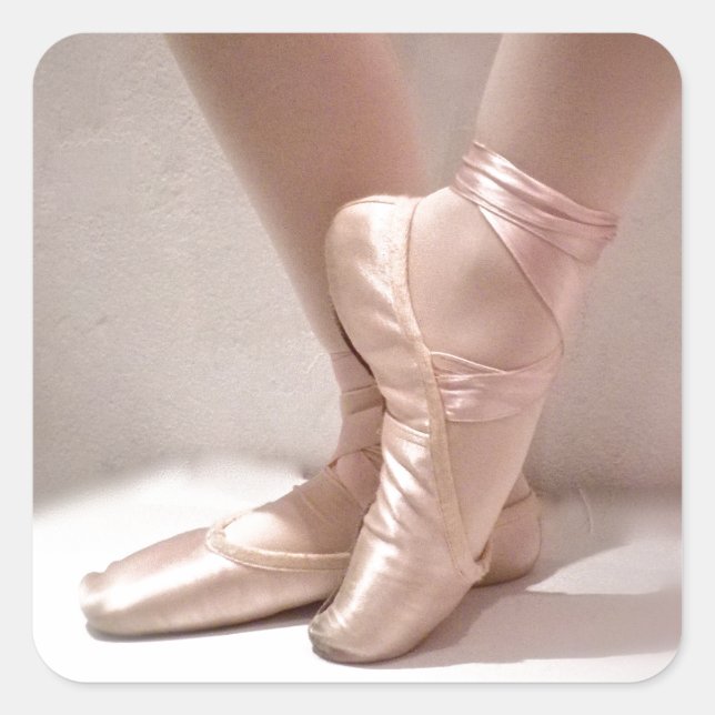 Pegatina Cuadrada Zapatillas de ballet rosa (Anverso)