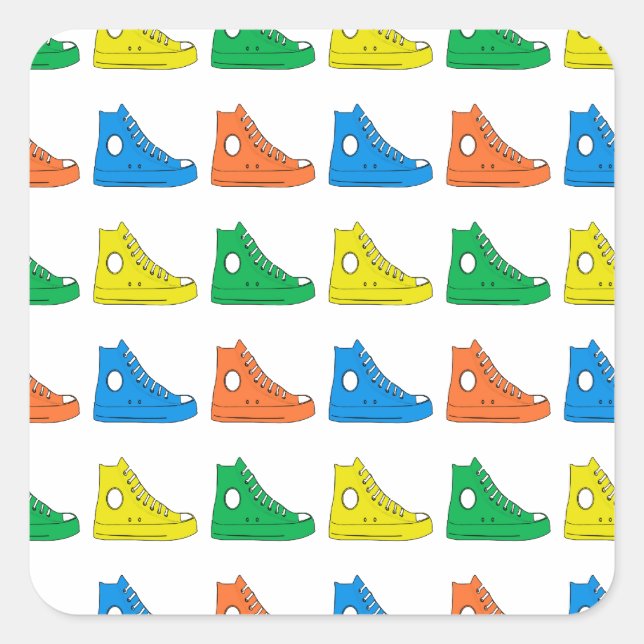 Pegatina Cuadrada Zapatos coloridos (Anverso)
