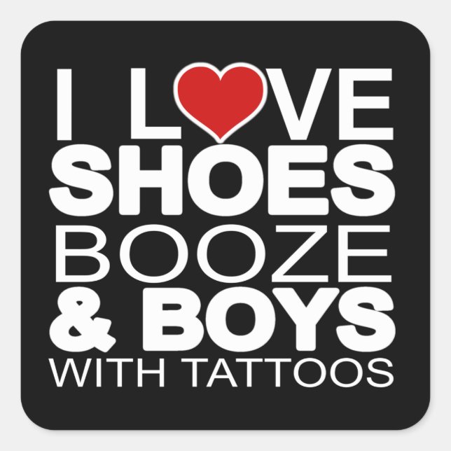 Pegatina Cuadrada Zapatos de amor Booze Boys with Tattoos (Anverso)