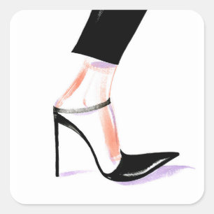 Pegatina Cuadrada Zapatos de tacón alto para mujeres