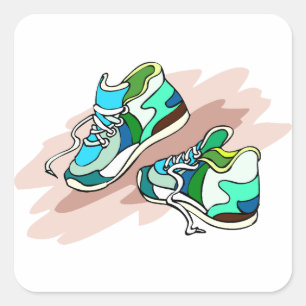 Pegatina Cuadrada Zapatos en ejecución