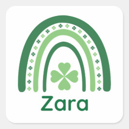 Pegatina Cuadrada Zara Name Clover Boho Rainbow