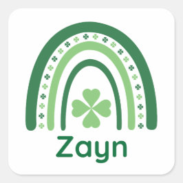 Pegatina Cuadrada Zayn Name Clover Boho Rainbow