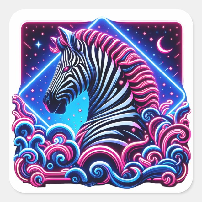 Pegatina Cuadrada Zebra (Anverso)