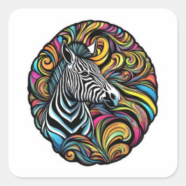 Pegatina Cuadrada Zebra 1