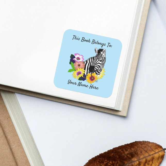 Pegatina Cuadrada Zebra Daisies Blue (Subido por el creador)