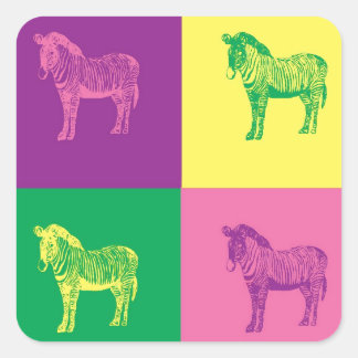 Pegatina Cuadrada Zebra de arte pop