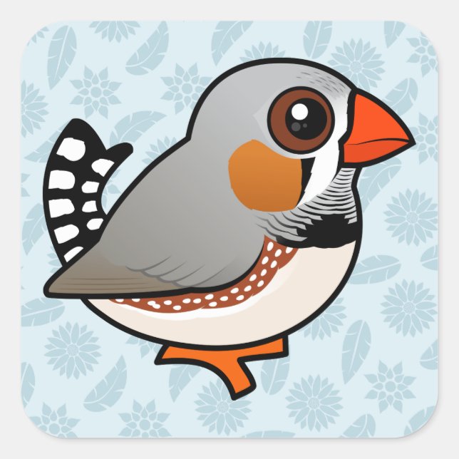Pegatina Cuadrada Zebra Finch Birdorable (Anverso)
