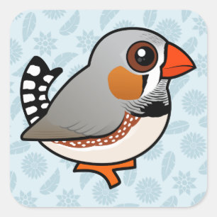 Pegatina Cuadrada Zebra Finch Birdorable