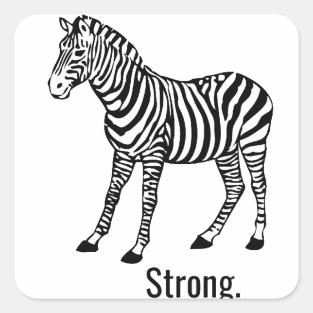 Pegatina Cuadrada Zebra Strong (Anverso)