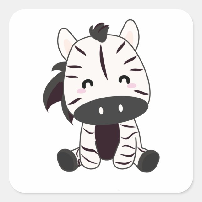 Pegatina Cuadrada Zebra Zebras Zoo Safari Cute Animales (Anverso)