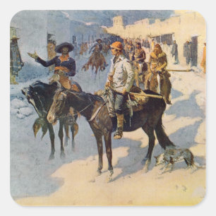 Pegatina Cuadrada Zebulon Pike que entra en Santa Fe