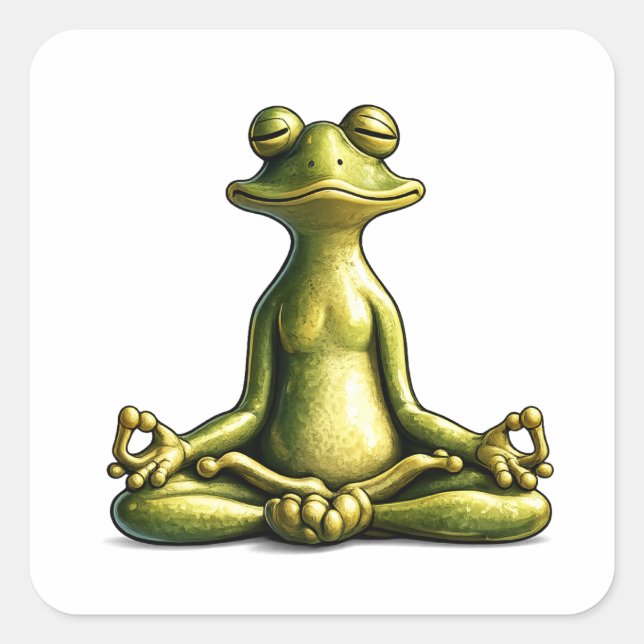 Pegatina Cuadrada Zen Frog (Anverso)