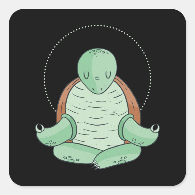Pegatina Cuadrada Zen Meditation Yoga Turtle Omm Gift (Anverso)