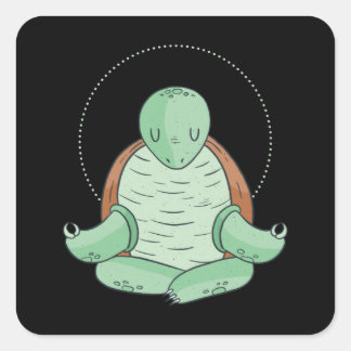 Pegatina Cuadrada Zen Meditation Yoga Turtle Omm Gift