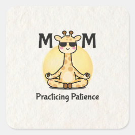 Pegatina Cuadrada Zen Vibe | Practicando la paciencia Jirafa