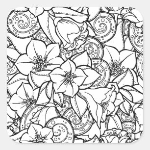 Pegatina Cuadrada Zendoodle florido